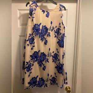 Tan and blue floral dress